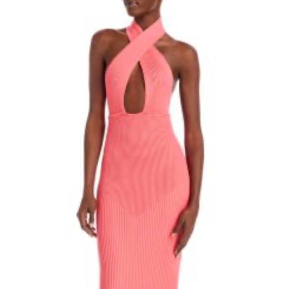 Ramy Brook Chantalle Halter Cutout Dress in Punch, size large - Picture 2 of 5